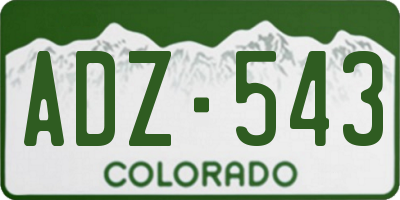 CO license plate ADZ543