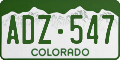 CO license plate ADZ547