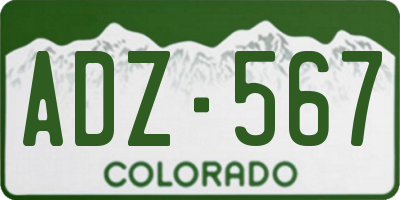 CO license plate ADZ567