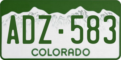 CO license plate ADZ583