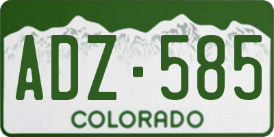 CO license plate ADZ585