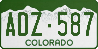 CO license plate ADZ587