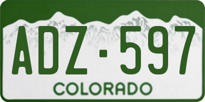 CO license plate ADZ597