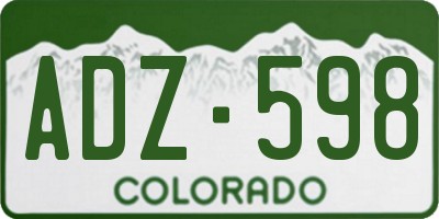 CO license plate ADZ598