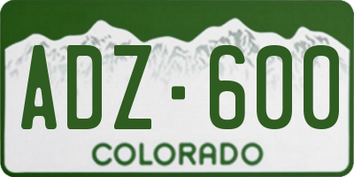 CO license plate ADZ600