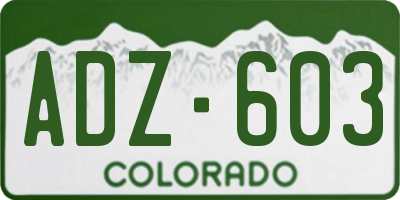 CO license plate ADZ603