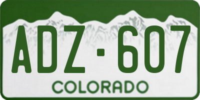 CO license plate ADZ607