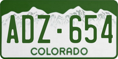 CO license plate ADZ654