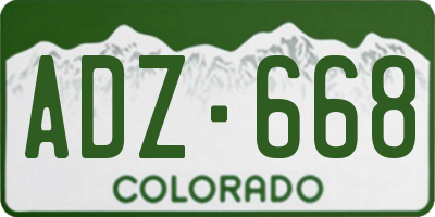 CO license plate ADZ668