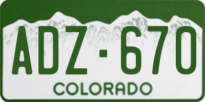 CO license plate ADZ670