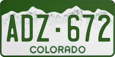 CO license plate ADZ672