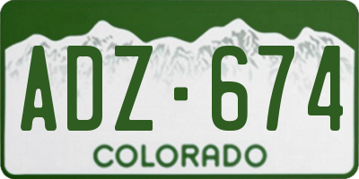 CO license plate ADZ674