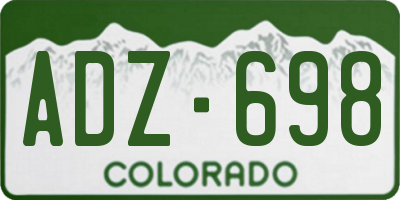 CO license plate ADZ698