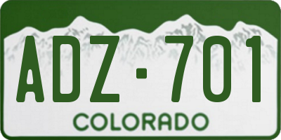 CO license plate ADZ701