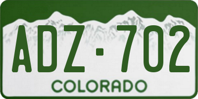 CO license plate ADZ702