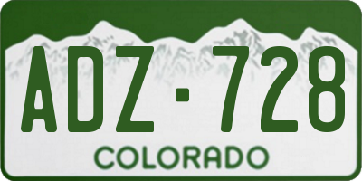 CO license plate ADZ728
