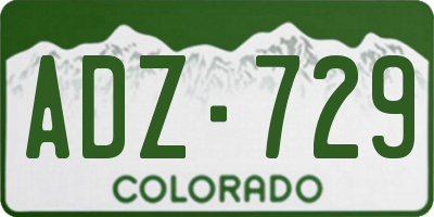 CO license plate ADZ729