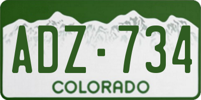 CO license plate ADZ734