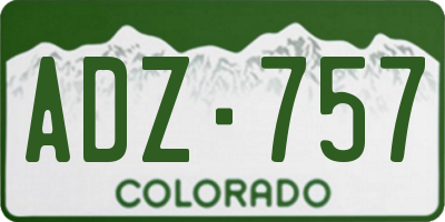CO license plate ADZ757