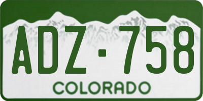 CO license plate ADZ758