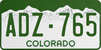 CO license plate ADZ765
