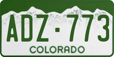 CO license plate ADZ773