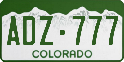 CO license plate ADZ777