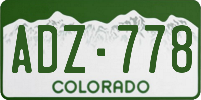 CO license plate ADZ778