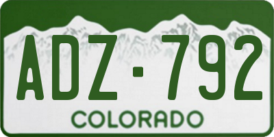 CO license plate ADZ792