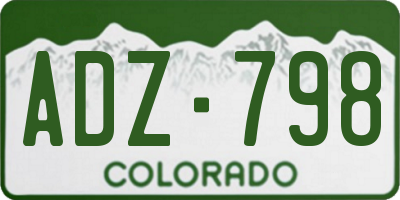 CO license plate ADZ798