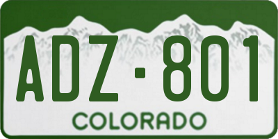 CO license plate ADZ801