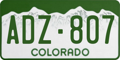 CO license plate ADZ807