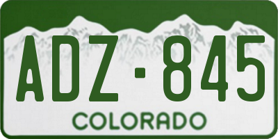 CO license plate ADZ845