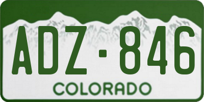 CO license plate ADZ846