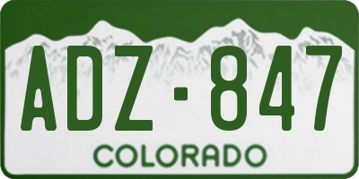CO license plate ADZ847