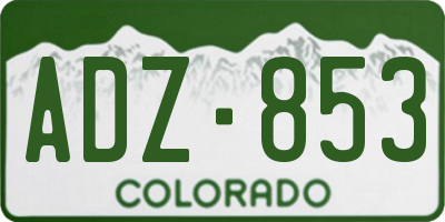 CO license plate ADZ853