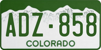 CO license plate ADZ858