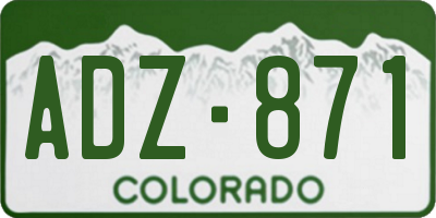 CO license plate ADZ871