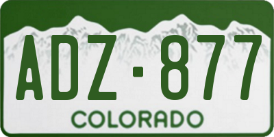 CO license plate ADZ877
