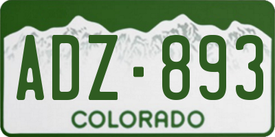 CO license plate ADZ893