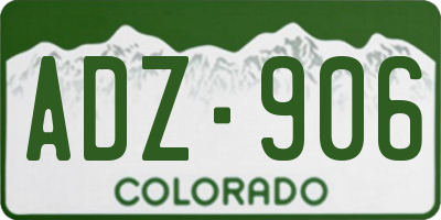 CO license plate ADZ906