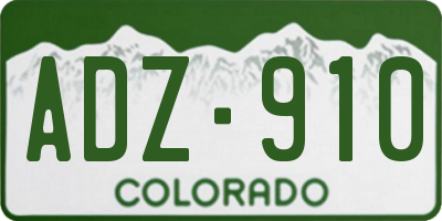 CO license plate ADZ910
