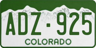 CO license plate ADZ925