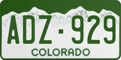 CO license plate ADZ929