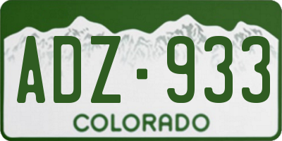 CO license plate ADZ933
