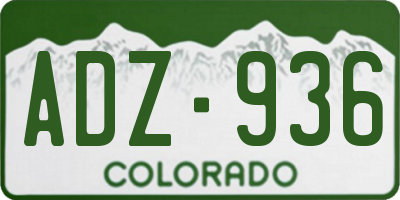 CO license plate ADZ936