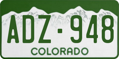 CO license plate ADZ948