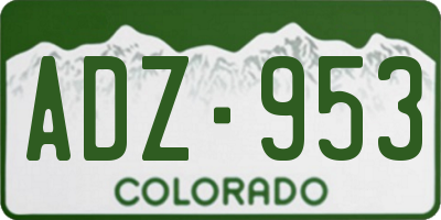CO license plate ADZ953