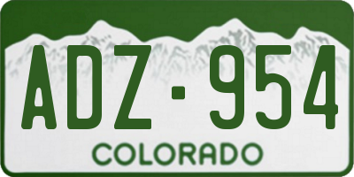 CO license plate ADZ954