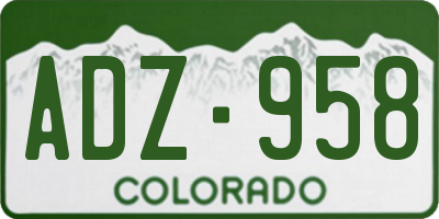 CO license plate ADZ958